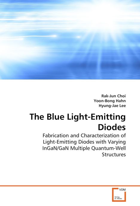 Text: "The Blue Light-Emitting Diodes", Autoren: Rak-Jun Choi, Yoon-Bong Hahn, Hyung-Jae Lee. Blau-weißer, strahlender Hintergrund.