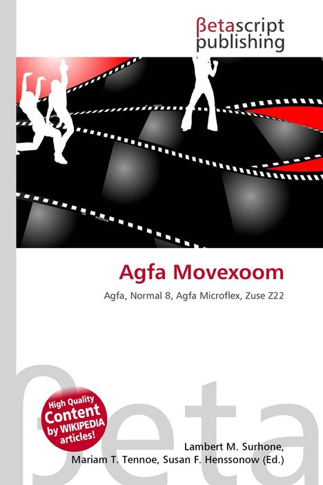 „Betascript publishing, Agfa Movexoom, Agfa, Normal 8, Agfa Microflex, Zuse Z22“. Tanzende Silhouetten auf Filmstreifen.