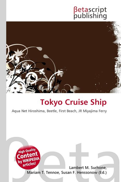 "Tokyo Cruise Ship" in roter Schrift, darunter kleine Informationen. Stilvolles florales Design oben links.
