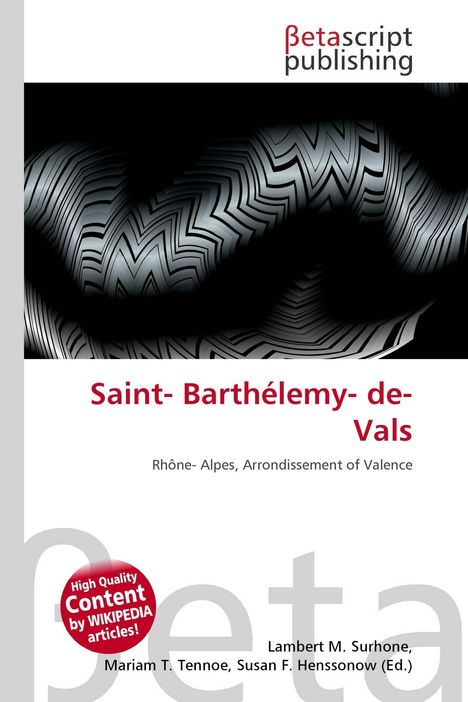 Text: "Saint-Barthélemy-de-Vals, Rhône-Alpes, Arrondissement of Valence." Grafik mit geschwungenen, monochromen Zickzacklinien.