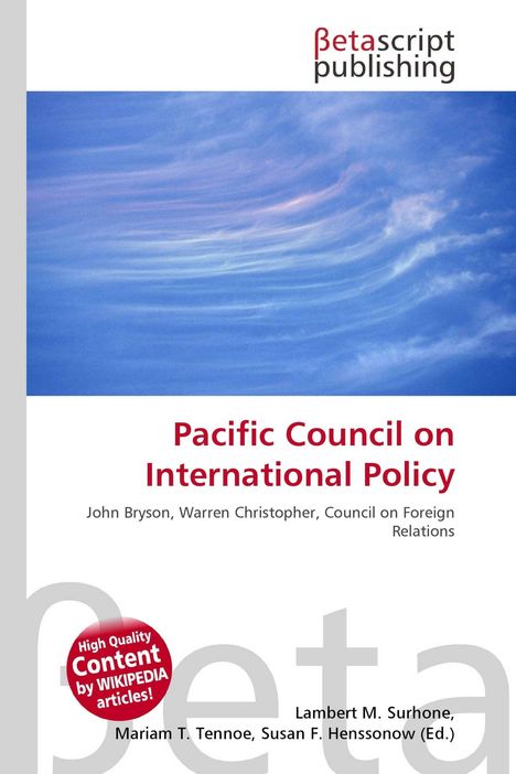 "Pacific Council on International Policy" in roter Schrift. Verschwommene blaue Farben im Hintergrund, oben ein Logo.