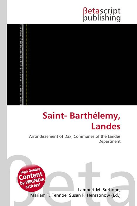 Text: "Saint-Barthélemy, Landes. Arrondissement de Dax, Communes of the Landes Department." Logo von Betascript Publishing.