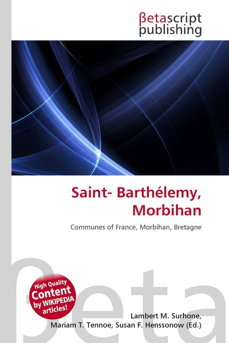 Oben steht "Saint-Barthélemy, Morbihan". Darunter: "Communes of France, Morbihan, Bretagne". Abstrakte blaue Linien.