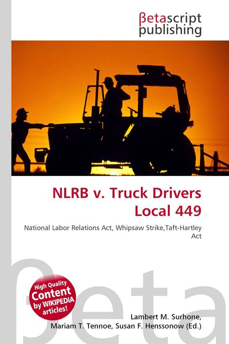 „NLRB v. Truck Drivers Local 449“, Silhouette eines Traktors bei Sonnenuntergang. Oben ein Verlagslogo.