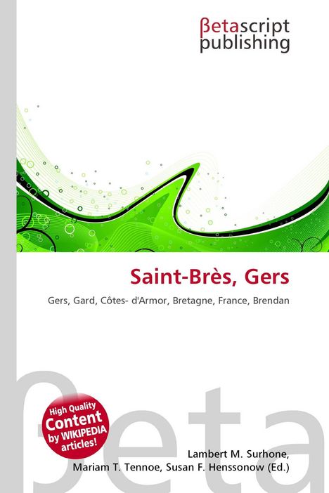 "Saint-Brès, Gers. Gers, Gard, Côtes-d'Armor, Bretagne, France, Brendan. Logo oben rechts. Grün-weiße abstrakte Grafik."