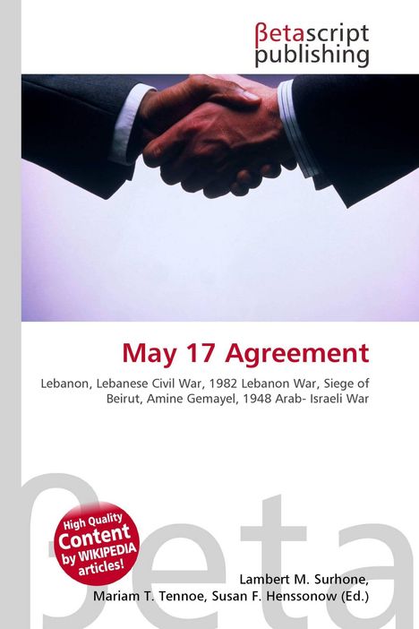 "May 17 Agreement", Themen: Libanon, Bürgerkrieg, 1982 Libanonkrieg. Verlagslogo, zwei Hände beim Händedruck.