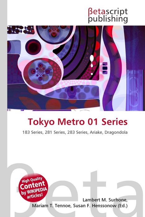 Titel: "Tokyo Metro 01 Series". Enthält eine bunte, abstrakte Illustration mit Kreisen und Kurven in Rot- und Blautönen.