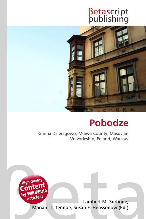 Text: "Pobodze, Gmina Dzierzgowo, Mława County, Masovian Voivodeship, Poland, Warsaw." Gebäude mit verzierten Fenstern.