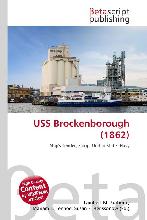 „USS Brockenborough (1862)“, Schiff im Hafen mit Betascript Publishing-Logo.