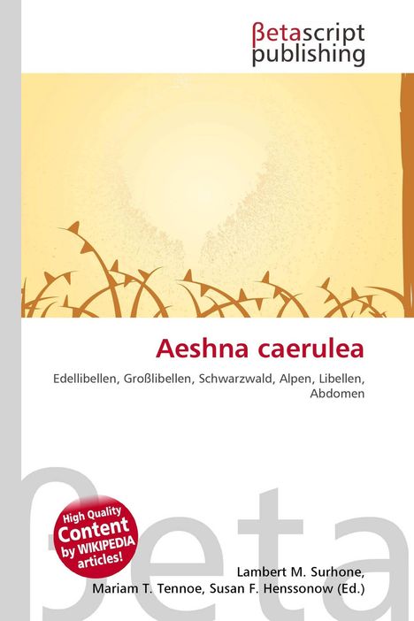 Text: "Aeshna caerulea, Edellibellen, Großlibellen, Schwarzwald, Alpen, Libellen, Abdomen." Beige Hintergrund mit abstraktem Muster.