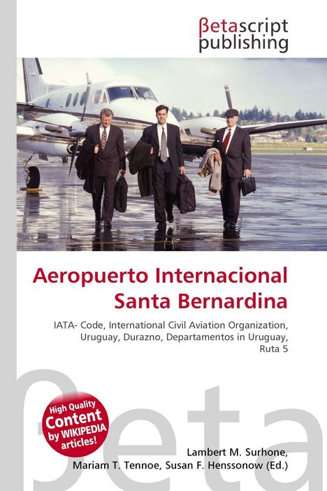 "Aeropuerto Internacional Santa Bernardina, IATA-Code, Uruguay. Drei Männer in Anzügen treten vor einem Flugzeug auf."
