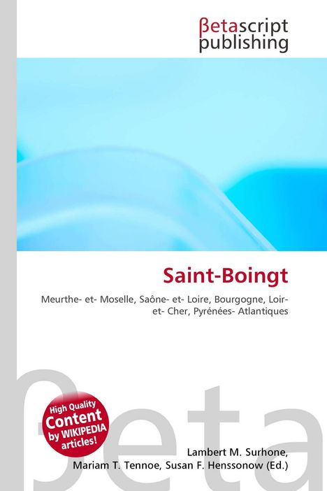 Oben steht „Betascript Publishing“, darunter der Titel „Saint-Boingt“. Es folgt ein blauer Hintergrund mit weißem Rand.