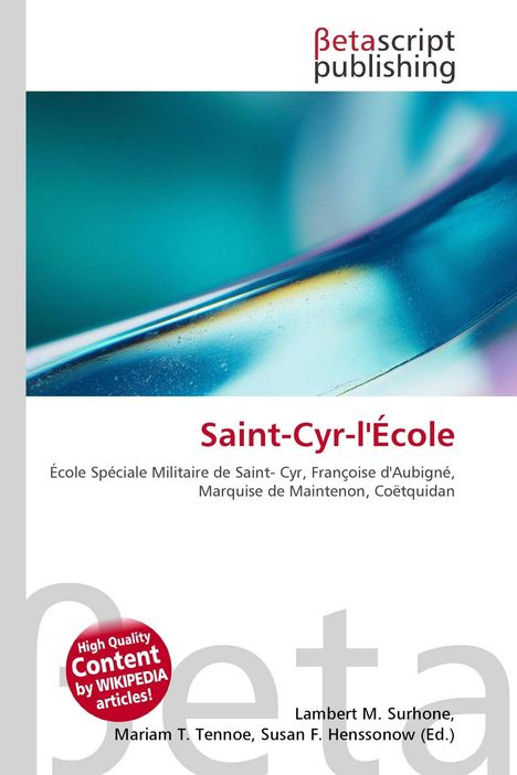 Text: "Saint-Cyr-l'École", gefolgt von weiteren französischen und englischen Texten. Oben ein Verlagslogo, Hintergrund in Blau.