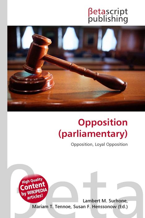 Titel: "Opposition (parliamentary)". Ein Richterhammer steht auf einem Tisch.