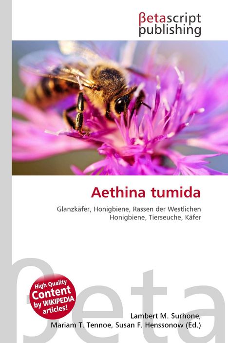 "Aethina tumida", Betascript Publishing, Honigbiene auf einer lila Blume.