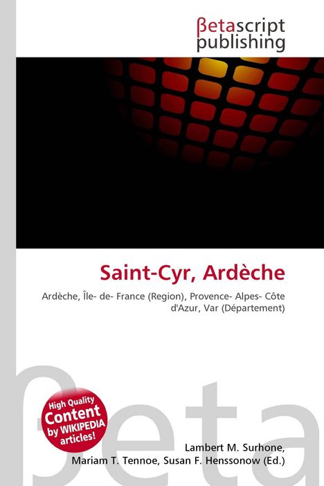 "Saint-Cyr, Ardèche. Ardèche, Île-de-France, Provence-Alpes-Côte d'Azur, Var. Betascript publishing. Rotes, schwarzes Muster."