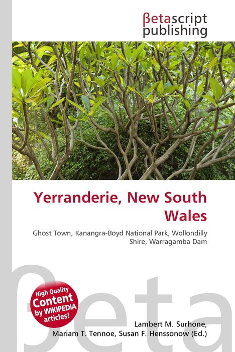 „Yerranderie, New South Wales“. Bild zeigt grünen Baum vor hellgrauem Hintergrund. Reduziertes Design.