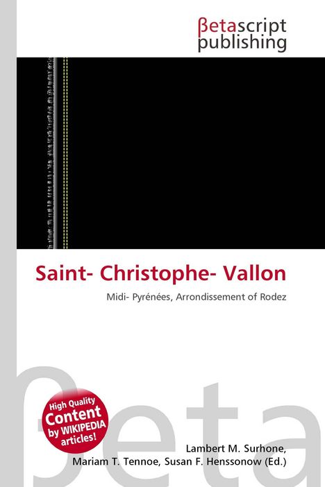 Text: "Saint-Christophe-Vallon. Midi-Pyrénées, Arrondissement of Rodez." Logo: "betascript publishing" oben rechts.