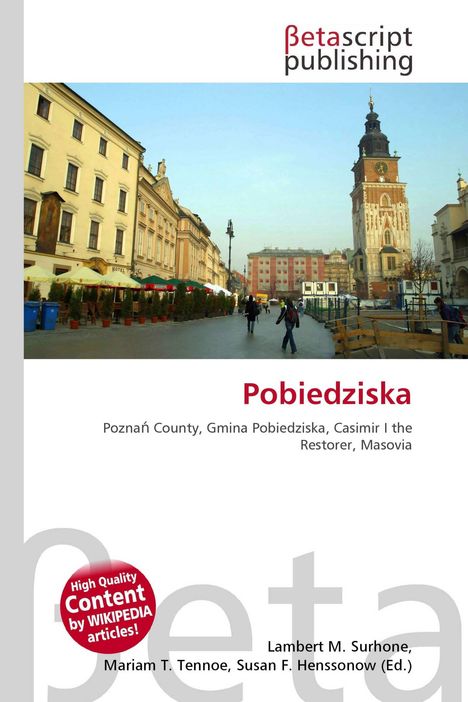 "Pobiedziska; Poznań County, Gmina Pobiedziska, Casimir I the Restorer, Masovia; Stadtansicht mit Turm und Menschen."