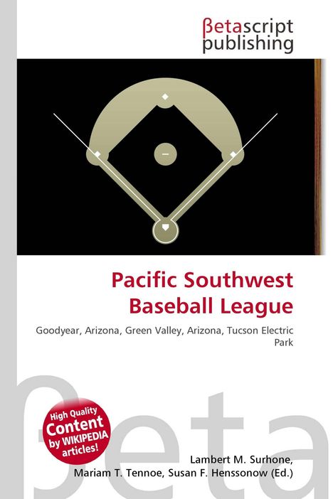 "Pacific Southwest Baseball League" in roter Schrift, Baseballfeld-Symbol, Betascript Publishing Logo oben.
