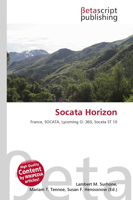 Text: "Socata Horizon. France, SOCATA, Lycoming O- 360, Socata ST 10." Berglandschaft im Hintergrund.