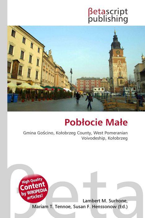 "Pobłocie Małe, Gmina Gościno, Kołobrzeg County, West Pomeranian Voivodeship, Kołobrzeg." Stadtmotiv mit Turm und Gebäuden.