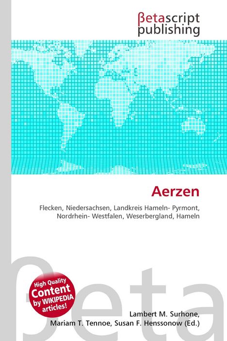 "Aerzen, Flecken, Niedersachsen, Landkreis Hameln-Pyrmont. Weltkarte als Illustration mit Betascript Publishing-Logo."
