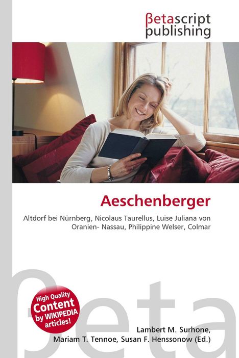 Aeschenberger, Altdorf bei Nürnberg. Frau auf Sofa liest Buch, rotes Kissen, Fenster im Hintergrund.