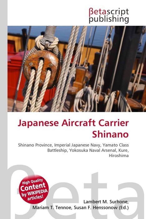 Text: "Japanese Aircraft Carrier Shinano", darunter Begriffe zur japanischen Marine. Im Hintergrund ein Schiffsteil.