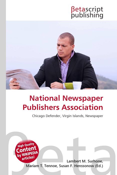 Text: "National Newspaper Publishers Association, Chicago Defender, Virgin Islands, Newspaper." Mann im Anzug liest Zeitung.