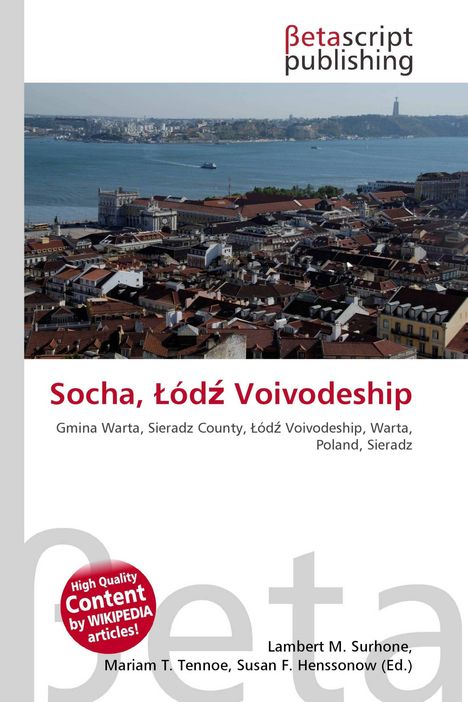 Über Stadtpanorama am Wasser: "Socha, Łódź Voivodeship", mit Verlagslogo "Betascript publishing".