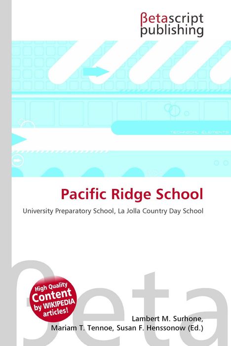 „Pacific Ridge School, University Preparatory School, La Jolla Country Day School“ auf schlichtem, modernem Design.