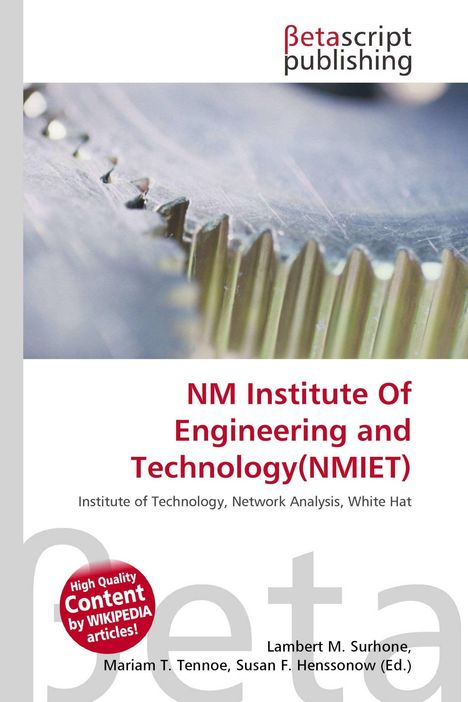 "NM Institute Of Engineering and Technology (NMIET)" steht in roten Buchstaben. Hintergrund ist ein verschwommenes Zahnradsystem.