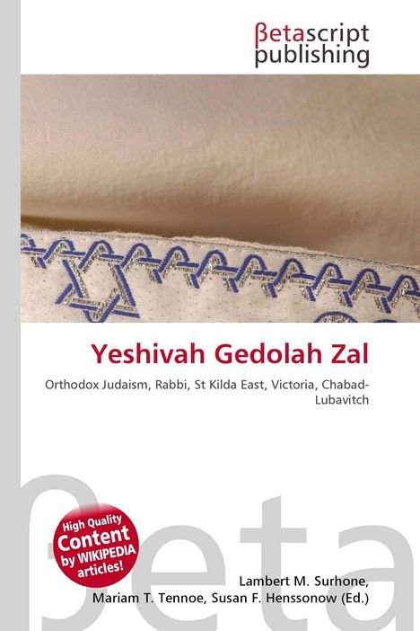 Logo: Betascript publishing. Titel: Yeshivah Gedolah Zal. Thema: Orthodox Judaism, Rabbi, St Kilda East, Chabad-Lubavitch.
