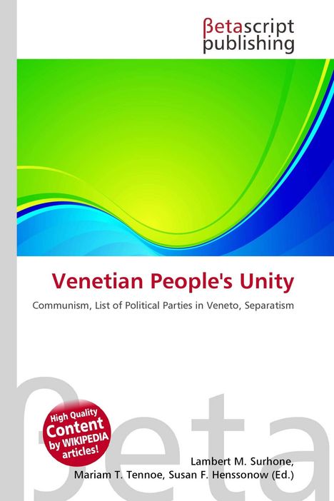 „Venetian People's Unity“, Kommunismus, politische Parteien in Veneto, Separatismus. Farbige Wellenmuster, Logo oben.