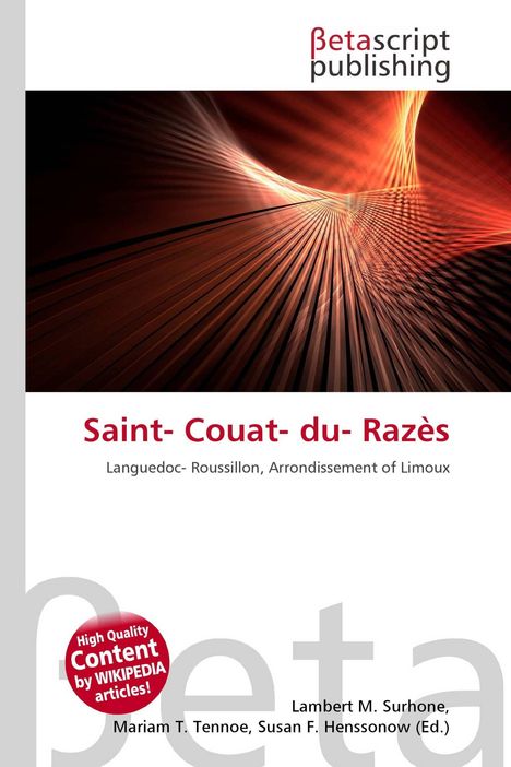 Text oben: "Betascript Publishing". Titel: "Saint-Couat-du-Razès". Unten: Rotes, dynamisches Linienmuster.