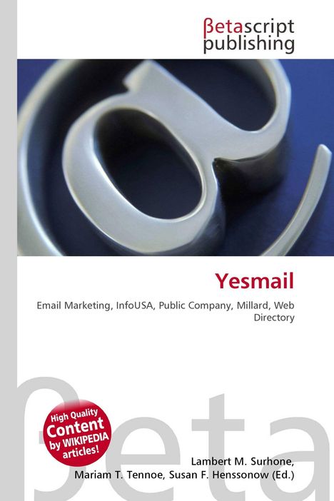 Yesmail, Email Marketing, InfoUSA, Public Company, Millard. Nahaufnahme eines silbernen Schriftzeichens.
