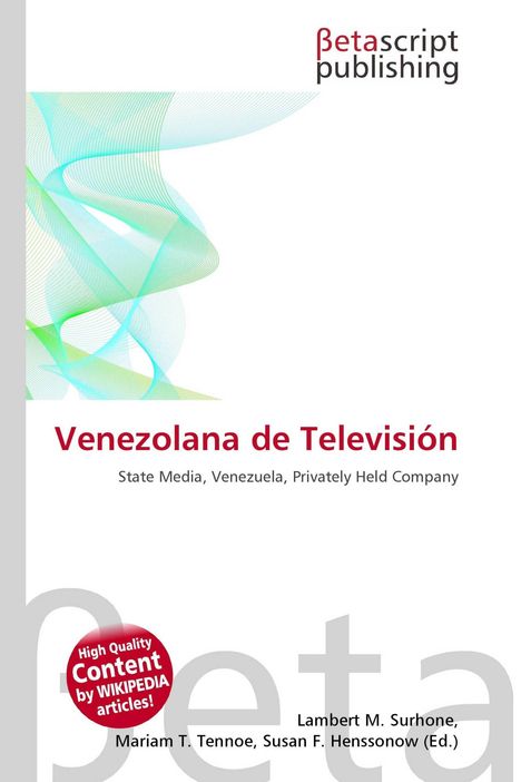 Logo von Betascript Publishing, Titel "Venezolana de Televisión", abstrakte grüne und blaue Linienmuster.