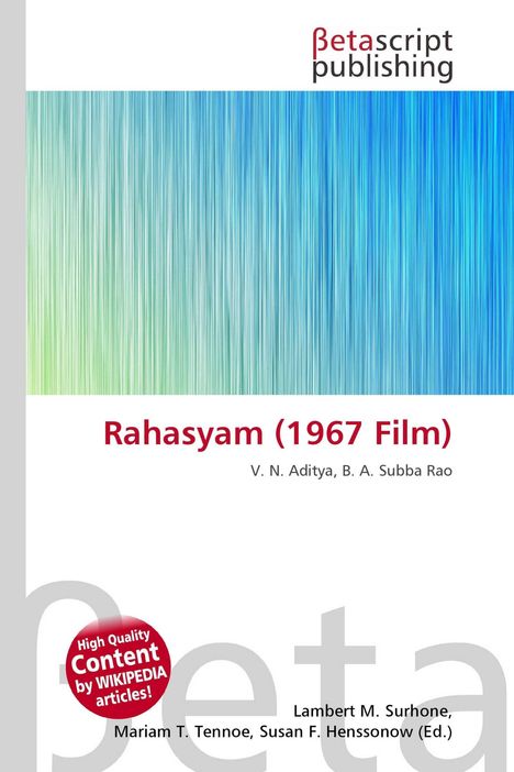 "Rahasym (1967 Film)" in rot. Verleger "Betascript". Oben ein Verlauf von Grün zu Blau. Autoren unten aufgelistet.