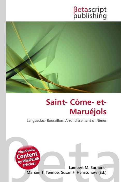 "Saint- Côme- et- Maruéjols", grünes abstraktes Design, BetaScript Publishing Logo oben.
