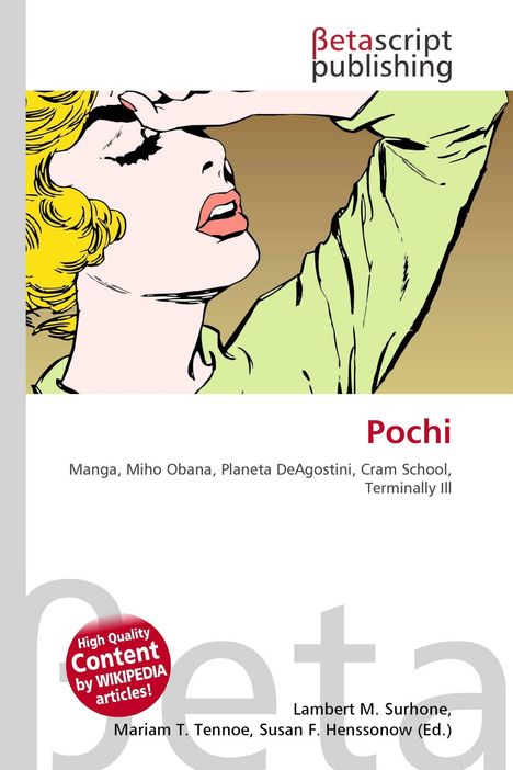 Oben: "βetascript publishing". Unten: "Pochi", "Manga", "Miho Obana", rote Frau im Pop-Art-Stil hebt Arm. 