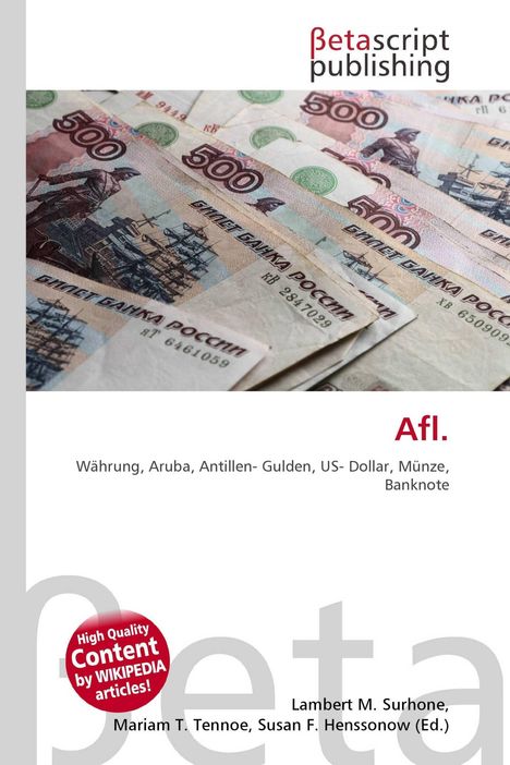 Text: "Afl. Währung, Aruba, Antillen-Gulden, US-Dollar, Münze, Banknote." Mehrere russische 500-Rubel-Banknoten.
