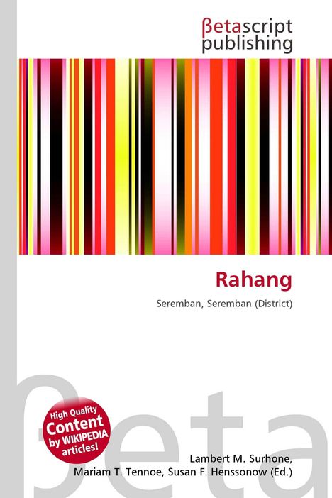 "Betascript publishing" oben, "Rahang" groß in der Mitte, bunte vertikale Streifen darunter.