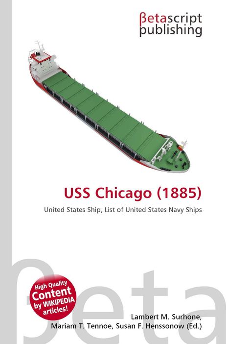 "USS Chicago (1885)", "United States Ship, List of United States Navy Ships". Oben ein Logo, darunter ein Schiff von oben.
