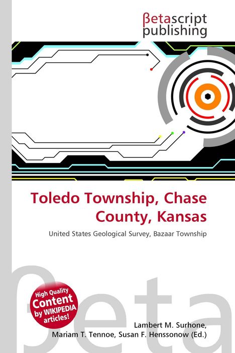 Text: "Toledo Township, Chase County, Kansas" und "United States Geological Survey, Bazaar Township". Abstrakte Grafik mit Kreisen.