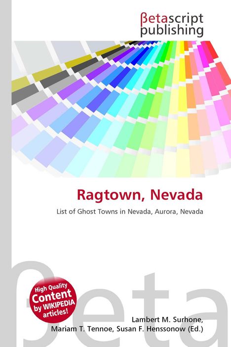 Ragtown, Nevada. Liste von Geisterstädten in Nevada, Aurora. Betascript Publishing. Farbverlauf und Autorennamen.