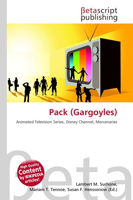„Pack (Gargoyles)“ zeigt Silhouetten vor einem großen Fernseher mit Regenbogenbildschirm.