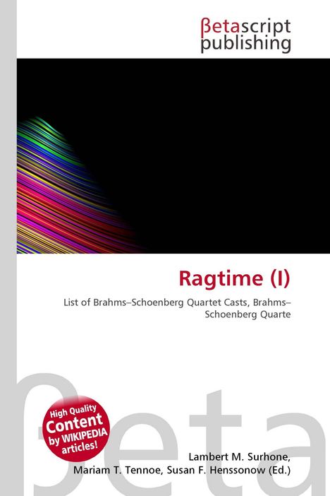 „Ragtime (I)“ steht in roter Schrift. Buntes Streifenmuster auf schwarzem Hintergrund oben links.