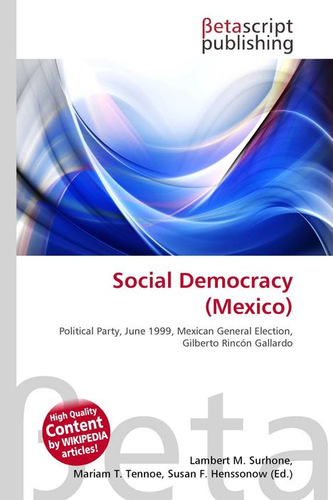 Oben: "Betascript publishing".  
Titel: "Social Democracy (Mexico)".
Abstrakte blaue und graue Wellen.