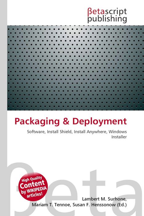"Packaging & Deployment" steht in roter Schrift, darunter Software-Titel. Oben "betascript publishing", mit Punktmuster-Hintergrund.